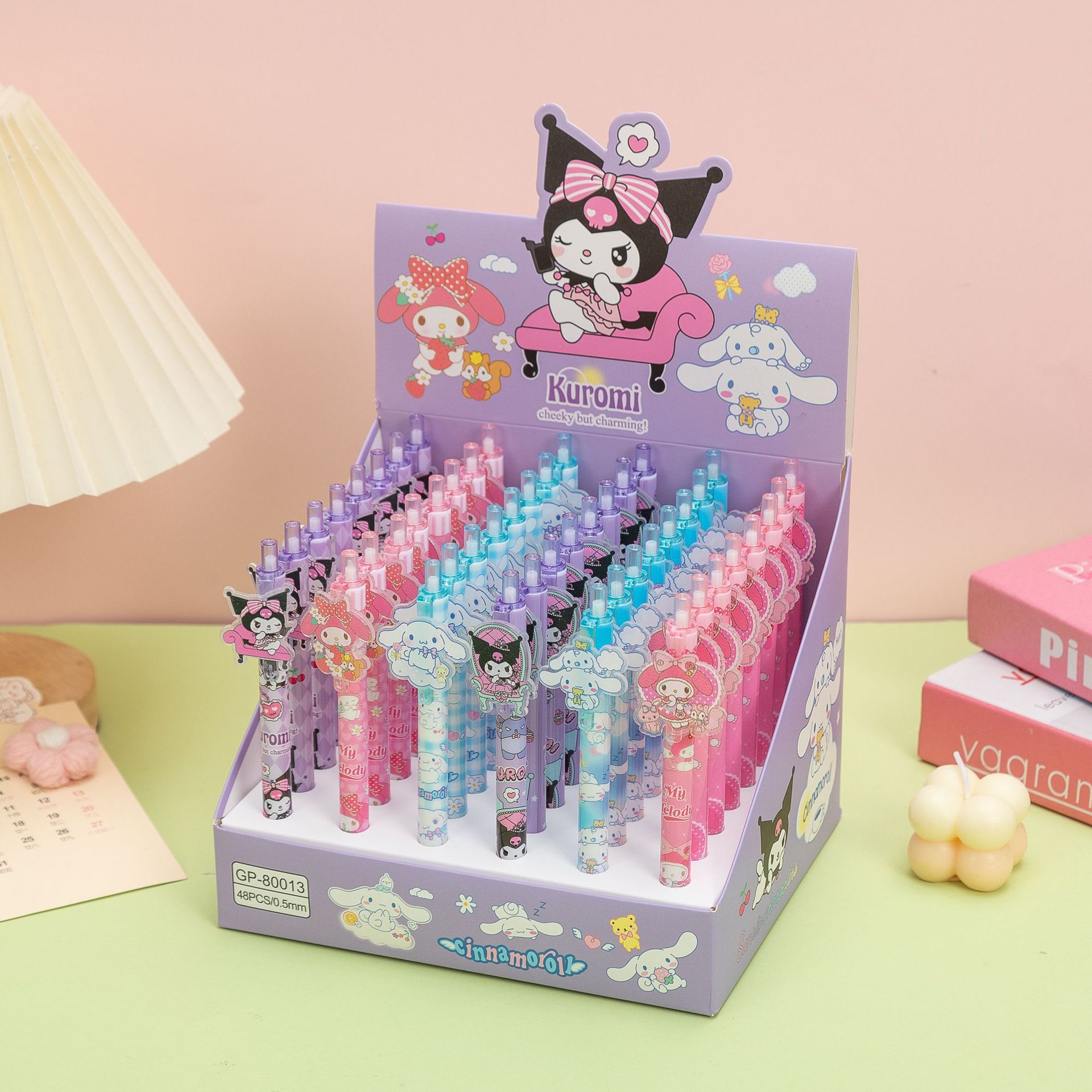 Parche de dibujos animados Bolígrafo de góner de prensa Bolígrafo negro Bolígrafo de firma de escritura de examen de estudiante en caja