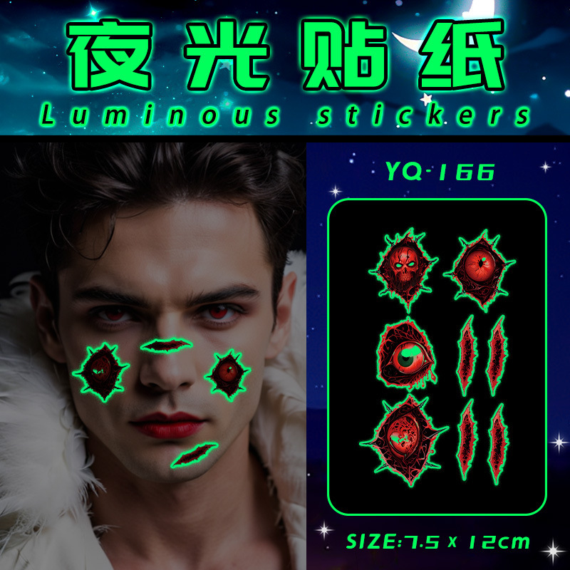 Luminous Halloween Horror Eyes Wound Tattoo Sticker Women Waterproof Long-Lasting Arm Shoulder Pattern Party Decoration Luminous Halloween Horror Eyes Wound Tattoo Sticker Women Waterproof Long-Lasting Arm Shoulder Pattern Party Decoration