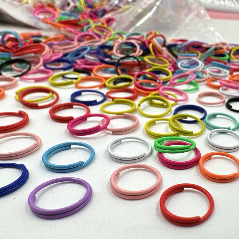 Color paint double ring closed ring DIY jewelry connection ring open key jewelry bell material hanging accessories
