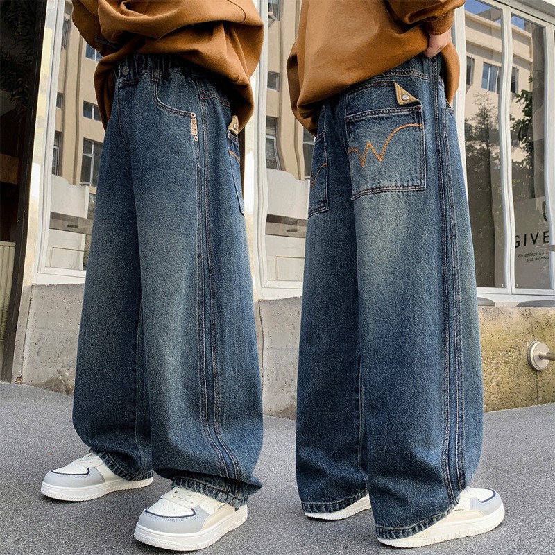 Children's Clothing Boys' Autumn Pants 2026 New Spring and Autumn Style Casual Long Pants for Older Kids Boys' Loose Jeans