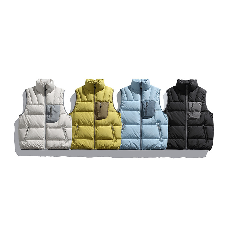 90% National Standard White Duck down Outdoor Color-Blocked down Vest Unisex Couple Style Casual Versatile Pocket Stand Collar 90% National Standard White Duck down Outdoor Color-Blocked down Vest Unisex Couple Style Casual Versatile Pocket Stand Collar