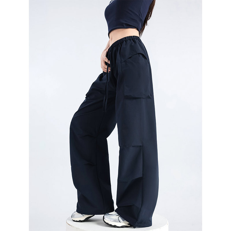 Navy Blue Workwear Parachute Pants for Women 2026 Spring/Summer Thin Sports Pants Hiking Pants Casual Pleated Pants Navy Blue Workwear Parachute Pants for Women 2026 Spring/Summer Thin Sports Pants Hiking Pants Casual Pleated Pants