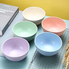 Wheat Straw Soup Bowl Gift Set Rice Bowl Macaron Color Fashionable Food-Grade Plastic Wheat Straw Soup Bowl Gift Set Rice Bowl Macaron Color Fashionable Food-Grade Plastic