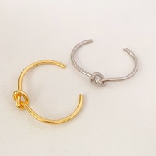 日韩简约时尚轻奢铜镀真金气质打结开口手镯高级感光面百搭手镯女