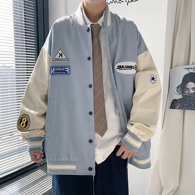 Autumn Large coat Chaopai Easy Labeling Jacket jacket ins Trend student handsome mlb