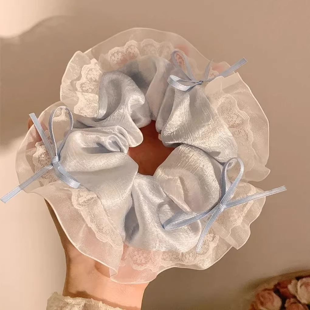 El encaje francés doble anillo de cabello de intestino grueso femenino de alta calidad cuerda de cabello de pelo de ballet dulce Meisen tocado de cabello