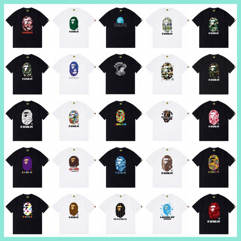 Correct Version! New Summer Style Trendy Brand Bape Ape Letter Seamless Cylinder 260g Pure Cotton Short-Sleeve T-Shirt for Men Correct Version! New Summer Style Trendy Brand Bape Ape Letter Seamless Cylinder 260g Pure Cotton Short-Sleeve T-Shirt for Men