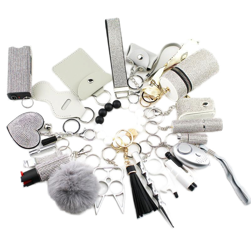 Amazon Cross-Border Women's Portable DIY Self-Defense 21-Piece Jewelry Keychain Bag Pendant Set