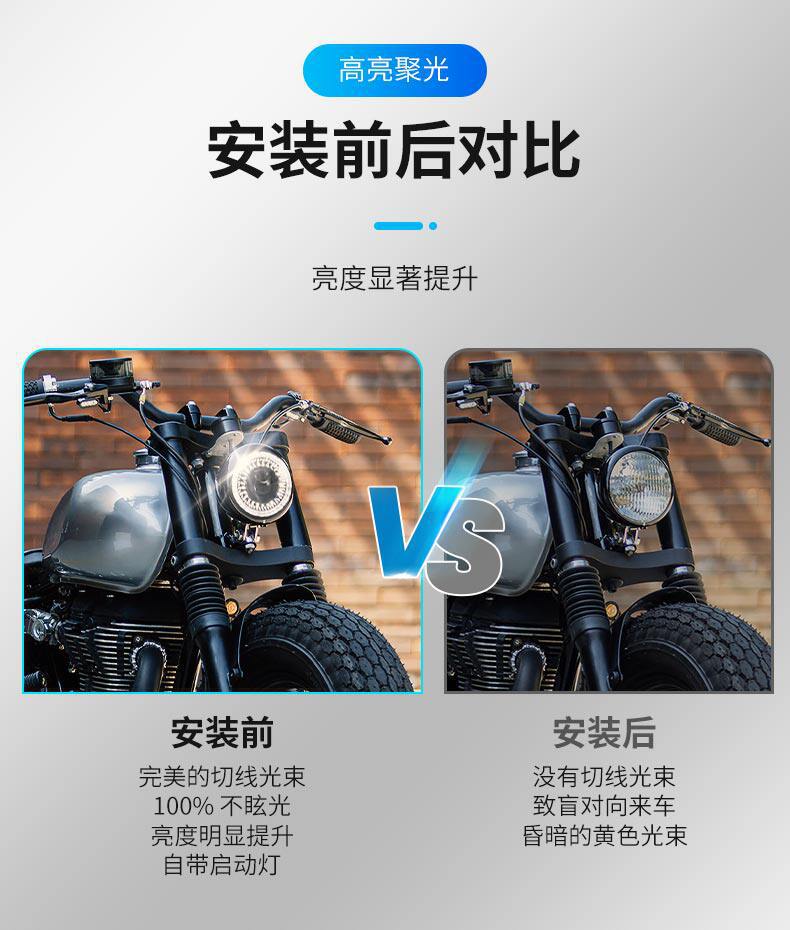 7inch Harley Motorcycle Led Headlight Modification Round Retro Headlight Angel Eye Turn Signal Small Gravel Light