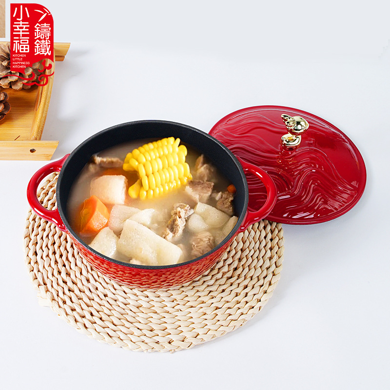 Xiaoxiao feliz 20cm relieve hierro fundido cocina de cocina doméstica cocina de cocina multifuncional cocina de cocina electromagnética universal