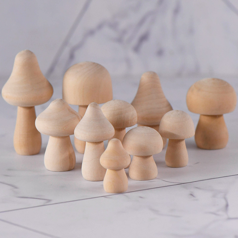 Casual New Kidsren's Creative Mushroom Set Painted DIY Toys Modern Warm Home Wooden Craft Ornaments
