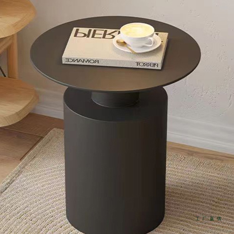 Nordic Style Sofa Side Table, Light Luxury and High-End Living Room Corner Table, Bedside Storage Rack, Iron Minimalist Round Table, Small Coffee Table
