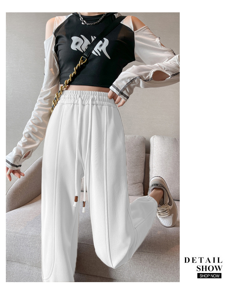 法米姿 早春新款宽松运动裤休闲外穿束脚拼接哈伦裤卫裤