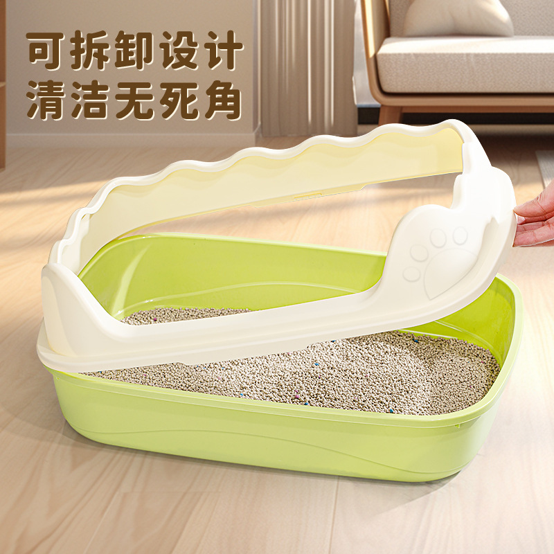Basina de arena para gatos transfronterizos, inodoro para gatos semi-cerrado super grande, anti-banda de arena extra pequeña, estiércol para gatos pequeños, artículos para gatos