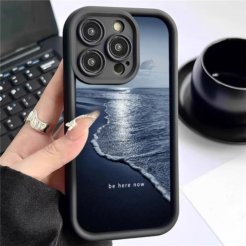 Beach Waves Cross-Border Diamond Sand Step-Pattern Black Groove Suitable for Iphone15/16/17 Phone Case Protection Beach Waves Cross-Border Diamond Sand Step-Pattern Black Groove Suitable for Iphone15/16/17 Phone Case Protection