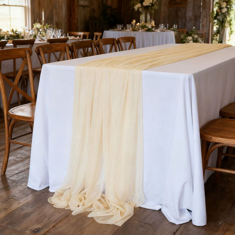 テーブルの旗のカーテンのカーテンの美人の糸のバリの紗の結婚式の誕生日のパーティーの活動は食卓の縮みの布の雪のテーブルクロスを飾ります。|undefined