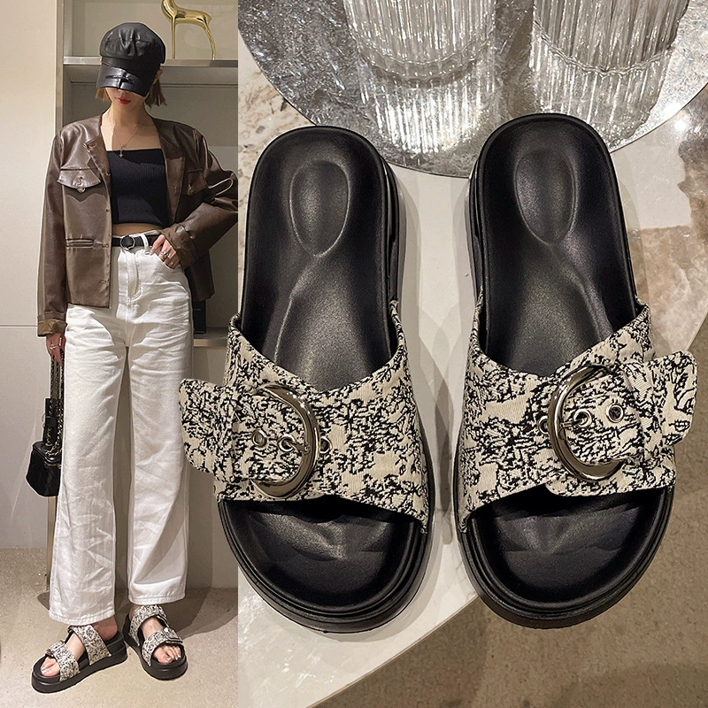 Национальный прилив ветер тапки с толстой подошвом женские летние модные летние модные 2024 года