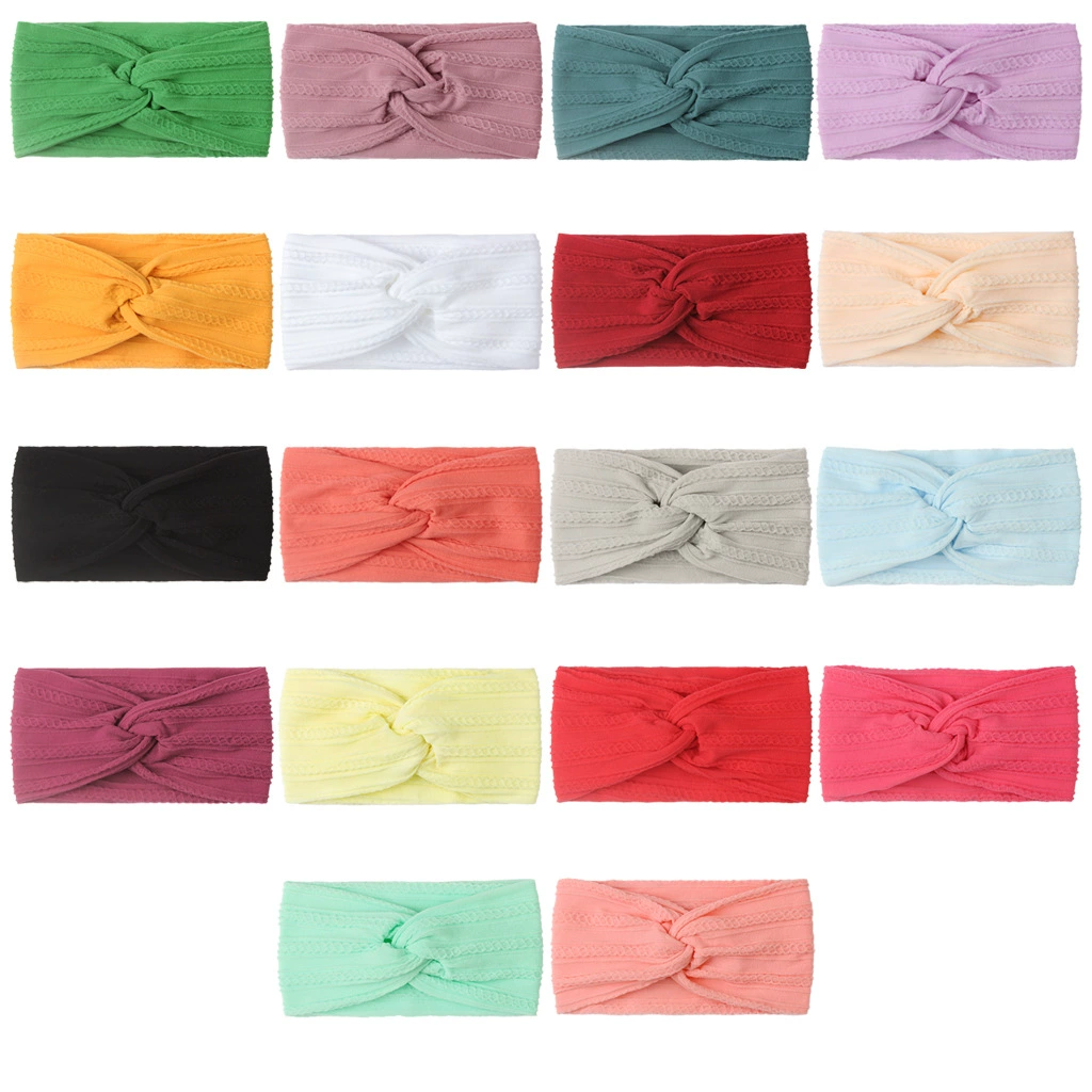 New children's hair babies, pure -colored nylon flower wide -moving headscarf Baby Turban hair band