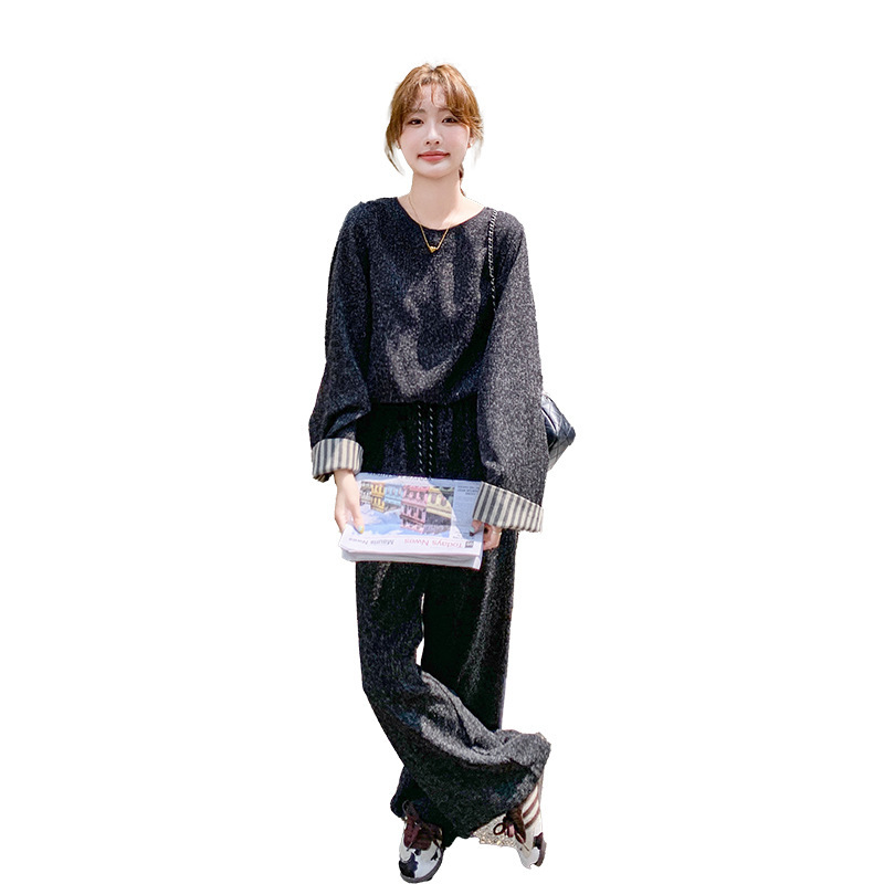实拍秋装女2025新款时尚套装今年流行休闲宽松韩系高级独特两件套|undefined