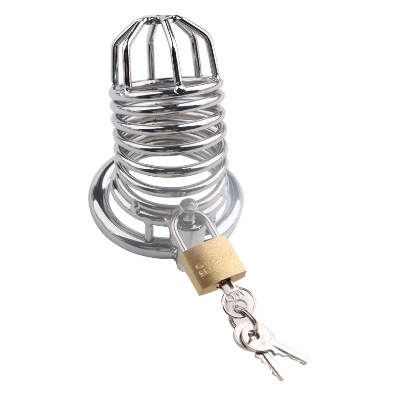 Metal Male Chastity Cage Lock, Snake-Style Birdcage Design, Adult Abstinence Training Device — detail image 3