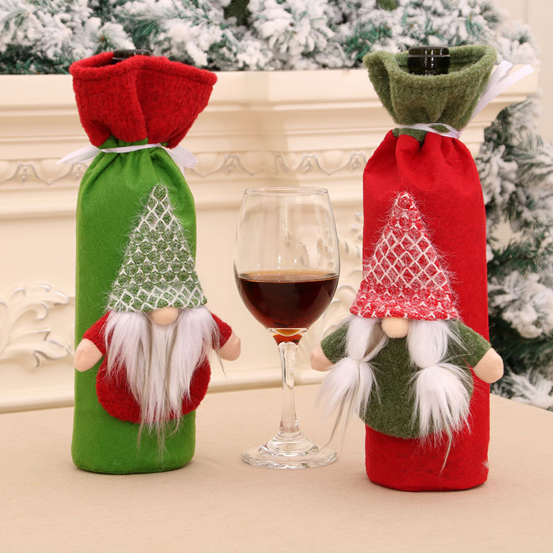 Transfronterizo nueva cubierta de vino de Navidad cubierta de la botella de vino suministros de decoración de mesa en casa bosque profundo Santa Claus
