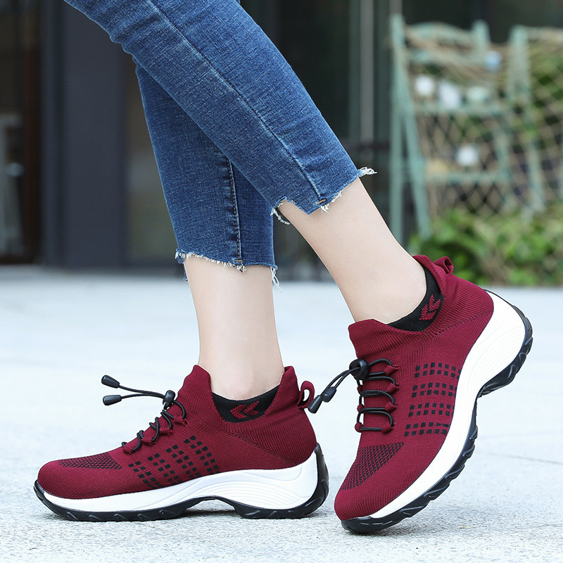 Cross-border plus size high elastic woven breathable shoes fashion light socks sports women's shoes factory direct sales Cross-border plus size high elastic woven breathable shoes fashion light socks sports women's shoes factory direct sales