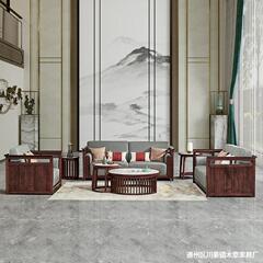 新中国式の木のソファーの組み合わせの別荘の大きさの戸型の客間の家具は軽くて豪華でシンプルな烏金木のソファーです。