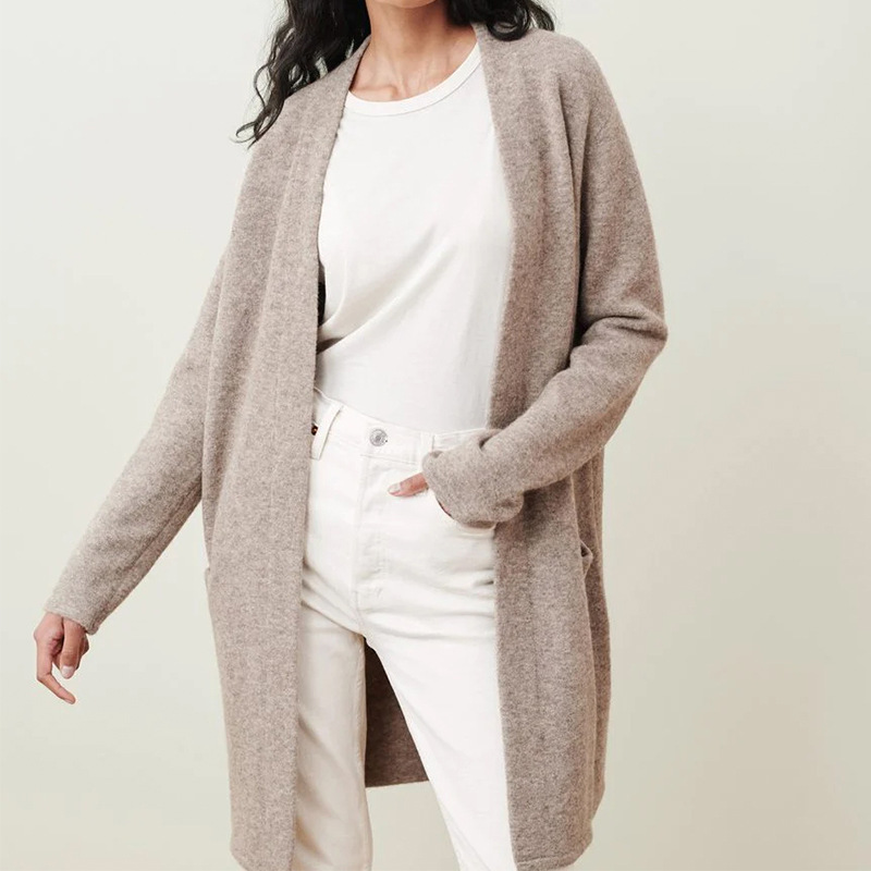 Elegante Einfarbige Damenstrickjacke Aus Weichem Acryl-strick_voghion.com