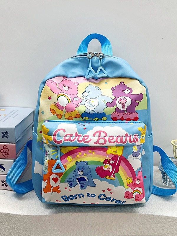 Mochila arco iris de dibujos animados, mochila para niños y niñas, osos lindos, bolsas de viaje dobles, bolsas escolares grandes para estudiantes, grado 1 - 6