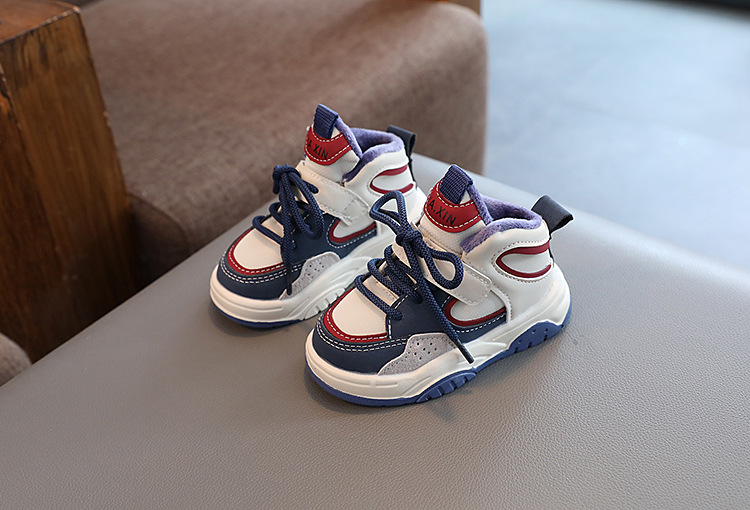 Girls' Sports Shoes 2024 Autumn and Winter New Trendy Brand High-Top Sneakers Cute Cartoon Decoration Boys' Second Cotton Casual Shoes_voghion.com