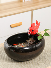 陶瓷自动循环流水创意桌面客厅摆件鱼缸室内加湿器猫咪饮水机