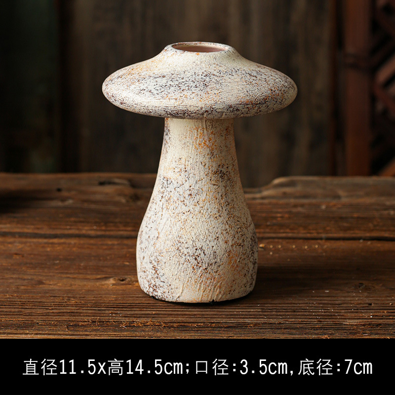 セラミック花瓶、レトロなわびさびスタイルのB&B装飾、中世の粗い陶器アートフラワーアレンジメント、家庭用家具、陶器のポット