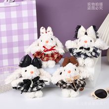 热销蝴蝶结兔子毛绒挂件创意穿搭大耳兔包包挂饰斜挎手机背夹批发