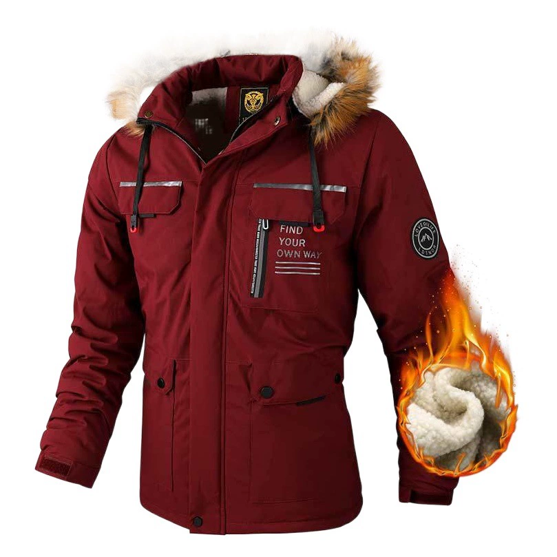 Трансграничная Внешняя торговля, уличная Мужская Утепленная повседневная куртка на флисовой подкладке, парка, осенне-зимняя теплая куртка, Мужская куртка