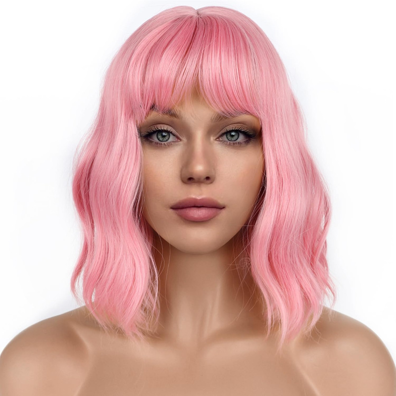 Amazon's Popular Cross-Border Wig European and American Holiday Cos Wig Water Ripple Bangs Short Curly Hair Wig