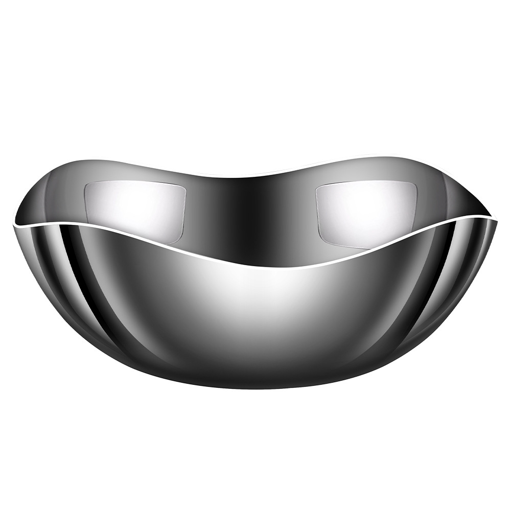 304 acero de acero inoxidable de tres capas platos de frutas platos de ensalada ondulados espejo casero platos de estilo coreano refrigerios