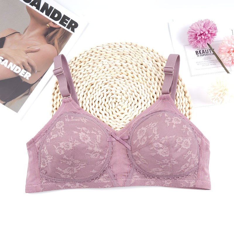 Gran tamaño de comercio exterior punto delgado sin esponja sin anillo de acero ropa interior mujer gran pecho pequeño se reúnen contra la caída del sujetador