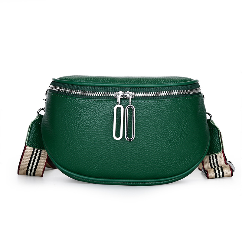 Genuine Leather Women's Saddle Bag Fashion Casual Chest Bag Simple Shoulder Crossbody Bag Versatile Niche Handbag - Thumbnail 7