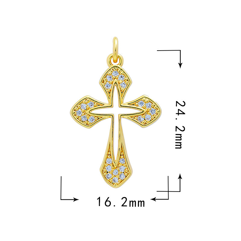 6g Weight Pendant Jewelry Making Type 25*17mm Jewelry Making Size Zircon Inlay Material DIY Jewelry Accessories Classification 1 Piece Quantity Copper Material Cross Pattern Plating Design Simple Style Style 1 Piece 25*17mm Copper Zircon Cross Pendant 1