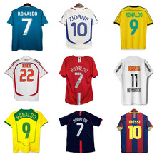 热门足球复古球衣印制球星号码AC皇马曼联桑托斯巴萨法国巴西