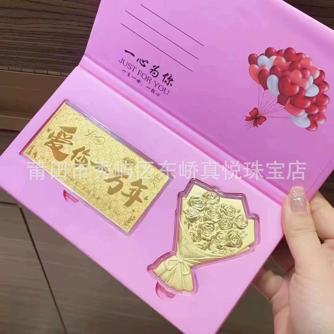 Букет из золотых роз с красным конвертом с золотой банкнотой, вечный ручной цветок из чистого золота, подарок на день рождения, День матери.