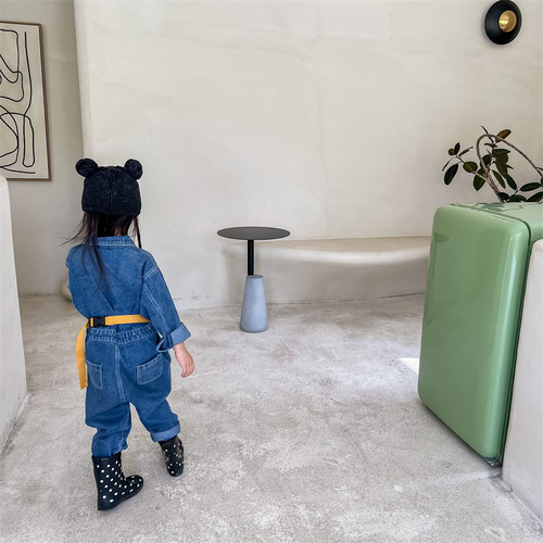 2024 spring children's clothing children's Korean denim jumpsuit spring long-sleeved jumpsuit boys and girls pants 122520