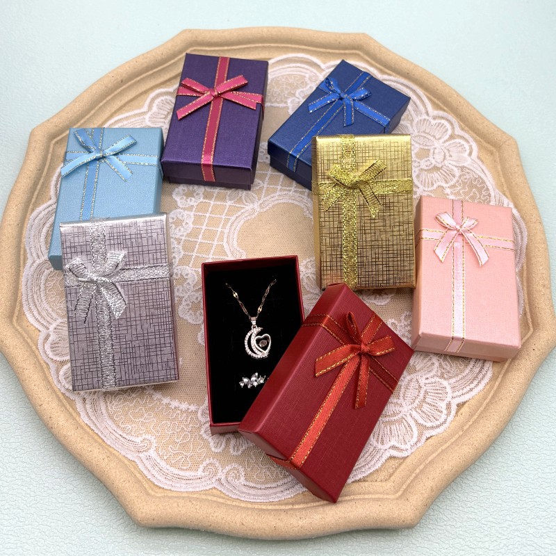 厂家直销5*8珠光蝴蝶结项链戒指耳饰手链包装盒礼品饰品盒首饰盒