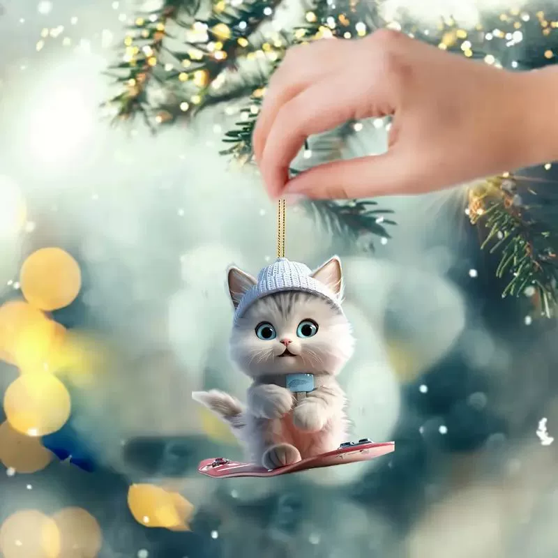 Трансграничный новый 2d скейтборд котенок автомобиль подвеска акриловой плоскости автомобиля зеркало заднего вида украшения дома подвеска