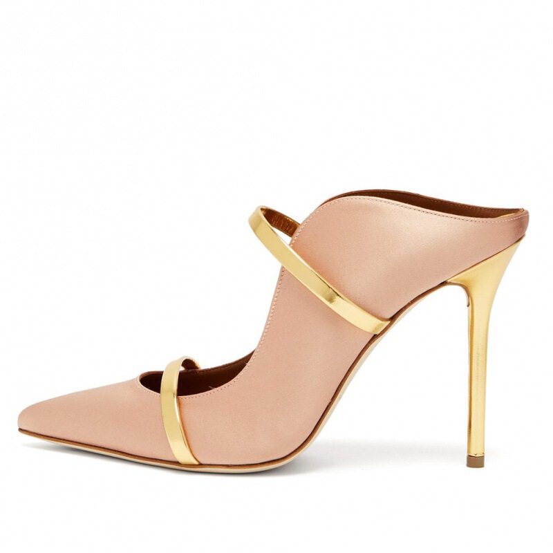 Bare gold black stiletto heel pointed Foreign trade plus size Muller single shoes banquet fashion shoes Chengdu factory direct supply Bare gold black stiletto heel pointed Foreign trade plus size Muller single shoes banquet fashion shoes Chengdu factory direct supply