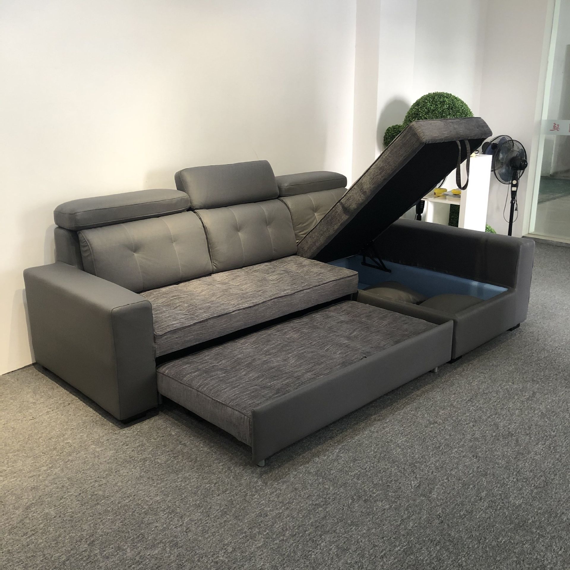 Sofá cama multifuncional de doble propósito sala de estar tamaño pequeño almacenamiento de casa sofá de esquina de tecnología de tela sofá cama plegable image 4