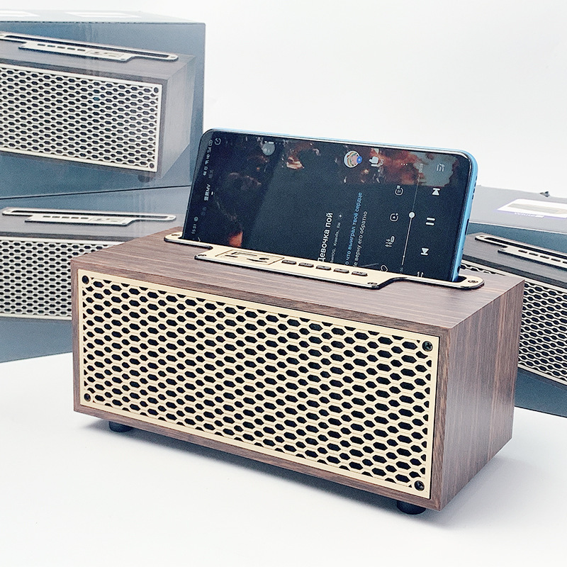 Xm 5新型無線bluetoothスピーカーデスクトップ木製レトロラジオミニポータブルカード小音響|undefined