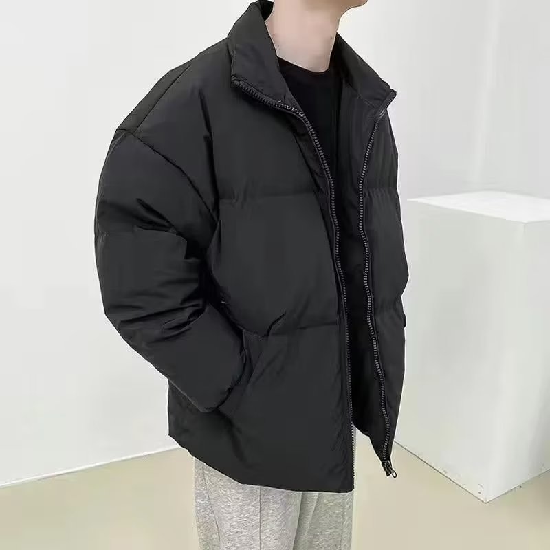 Europa y América de la calle de color sólido ropa de trabajo abrigo de algodón acolchado de los hombres simple marca de moda suelta abrigo de invierno engrosada abrigo de pan