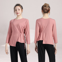 31-18舞蹈服女形体服现代舞服装宽松短袖抽绳上衣广场舞练功服套