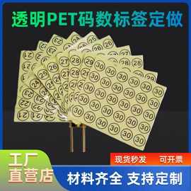 圆形透明龙不干胶码数标贴服装衣服尺码贴纸